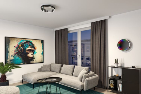 Plafoniera SPACEGLOW ONE LED 3D DIM RGB rainbow 38W 3900lm 3000-6500K pilot  230V czarny matowy / metal