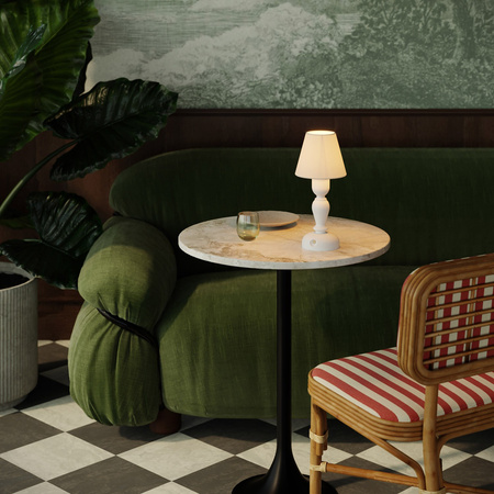 Ładowalna lampa przenośna Cabless14 z żarówką w tradycyjnym kształcie bańki do klosza Creative cables BCABLESS14-L-CABLESS14-VB-L