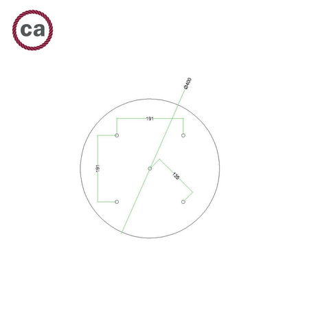Duża okrągła podsufitka maskownica sufitowa XXL Rose-One, średnica 400 mm, 5 otworów i 4 otwory boczne - PROMOCJA Creative cables BKROR405PF-PROMO-KROR405PF301