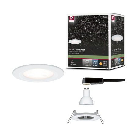 Oprawa do wbudowania NOVA LED DIM stała GU10 6.5W 460lm 78mm 2700K IP44 230V biały mat PAULMANN PL93477