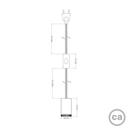 Mini reflektor GU1d0 z okablowaniem SnakeBis i dwubiegunową wtyczką Creative cables B-FINGU-16-FINGUVBOEUBRT41-L