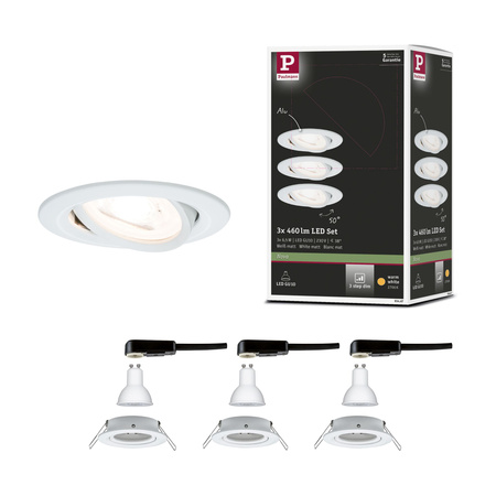 Oprawa do wbudowania NOVA LED DIM wychylna zestaw  GU10 6.5W 460lm 84mm 2700K IP23 230V biały mat PAULMANN PL93467
