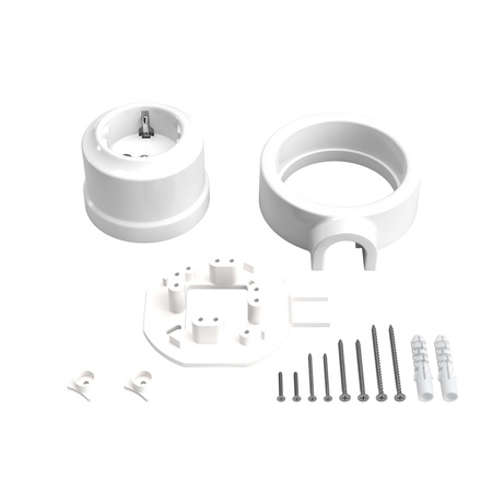 Zestaw gniazdka Schuko na ścianę i podstawy do Creative-Tubes z porcelany Creative cables BKPGERF-KPGER1FBIA