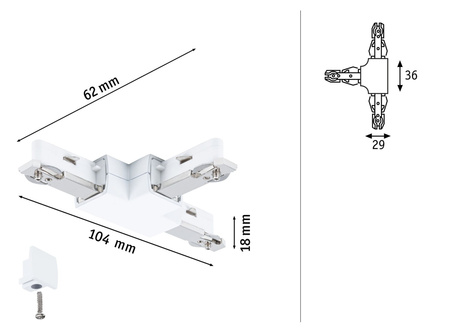 Łącznik szynowy T URail system 230V biały RAL9003 / tworzywo sztuczne PAULMANN PL95647