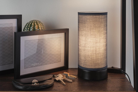 Lampka stołowa PIA max.1x25W E14 z wyłącznikiem 230V czarny matowy / metal / tkanina PAULMANN PL77059