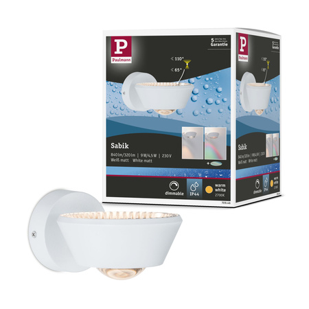 Oprawa ścienna SABIK LED DIM 13W 800lm/ 390lm 2700K  IP44 230V biały mat / tworzywo sztuczne