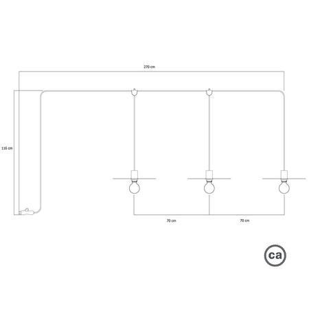 E-Snake EIVA przenośna lampa zewnętrzna IP65 z 3 źródłami światła z kloszami Creative cables BPSE3MDR20-PSE3EL02BISN06DDBIA-L