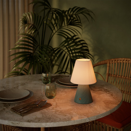 Przenośna i ładowalna lampa Cabless11 z żarówką Drop i kloszem Creative cables BCABLESS11-PARIME27-B02-CABLESS11-TEAL-PARIME27TEBIA-L