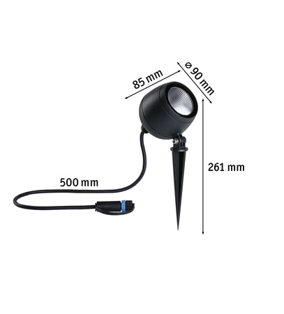 Reflektor ogrodowy Plug & Shine KIKOLO LED SH Zigbee RGBW 6.2W 80st. 400lm 3000K- 6500K IP65 24V antracyt PAULMANN PL94769