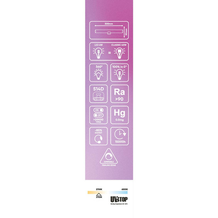 Żarówka LED liniowa Clear S14d - długość 300 mm 6W 520Lm 2700K z możliwością ściemniania - S01 Creative cables BBS01