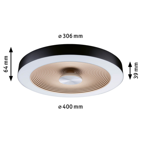 Plafoniera VOLEA 25W DIM 400MM 2900lm 3000K IP44 230V czarny / złoty / tworzywo sztuczne