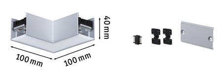 Łącznik L systemu LINION LED 3,5W 90st. 3000K 200lm IP20 24V chrom matowy RAL 9006 / aluminium PAULMANN PL98176