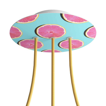 Duża okrągła podsufitka rozeta sufitowa Rose-One, średnica 200mm, 3 otwory w linii i 4 otwory boczne  - PROMOCJA Creative cables BKROR203LF-PROMO-KROR203LF204