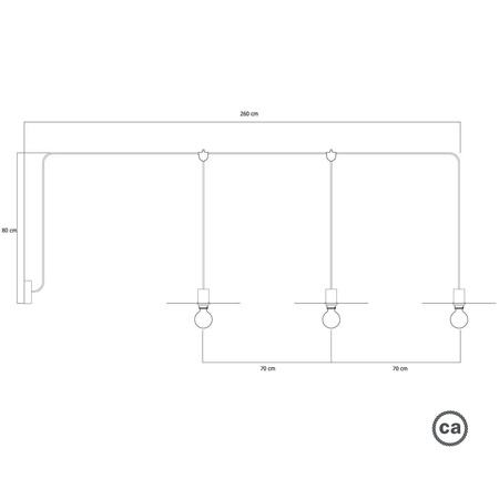 E-Snake EIVA Lampa zewnętrzna IP65 z 3 źródłami światła z podsufitką i kloszami Creative cables BPDE3MDR19-PDE3EL02NESM04DDNER-L