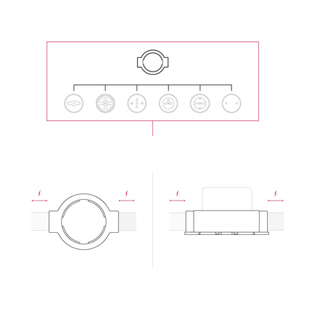 Podstawa porcelanowa do gniazdka i przełącznika / włącznika kompatybilna z Creative-Tubes - od 1 do 4 wyjść Creative cables BPBASEF-PBASE2FILNER
