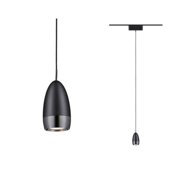 Oprawa zwieszana na szynoprzewód LYROS LED 5W 640lm IP20 3000K 48V DC czarny matowy / aluminium PAULMANN PL95734
