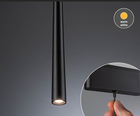 Oprawa zwieszana na szynoprzewód LYREN LED 5W 600lm IP20 3000K 48V DC czarny matowy / aluminium PAULMANN PL95733