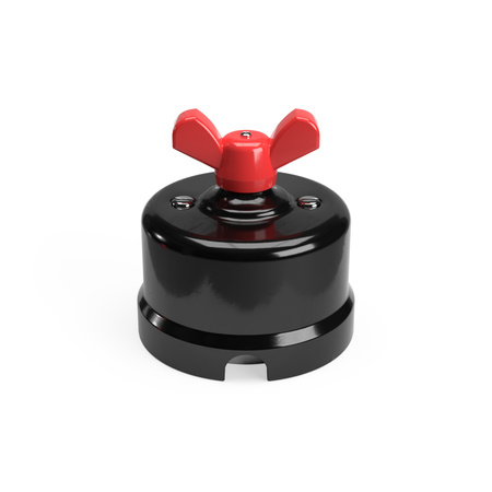 włącznik/włącznik z czarnej porcelany z nakrętką motylkową Creative cables BPBOXSW079NER-PBOXSW079NERROS