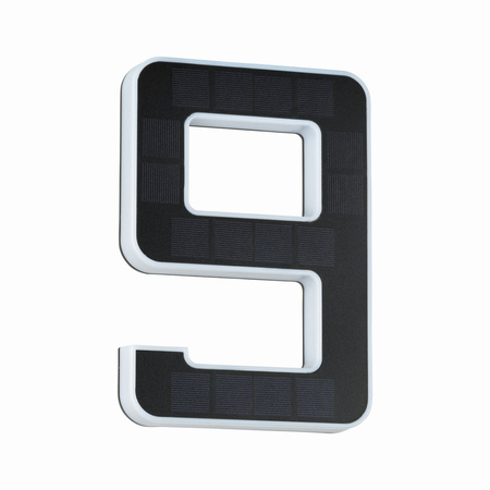 Oprawa elewacyjna SOLAR LED numer domu 9 3000K IP44 wymienny akumulator / czarna