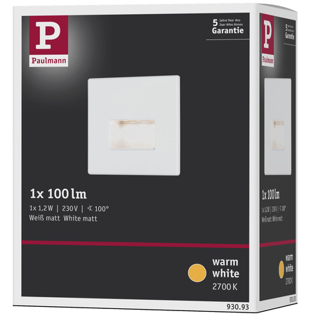 Oprawa przyschodowa EDGE LED kwadrat 1x1,2W 50lm 2700K 230V biały matowy / tworzywo sztuczne