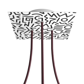 Duża kwadratowa podsufitka maskownica Rose-One, 200 mm, 3 otwory i 4 otwory boczne - PROMOCJA Creative cables BKROQ203TF-PROMO-KROQ203TF202