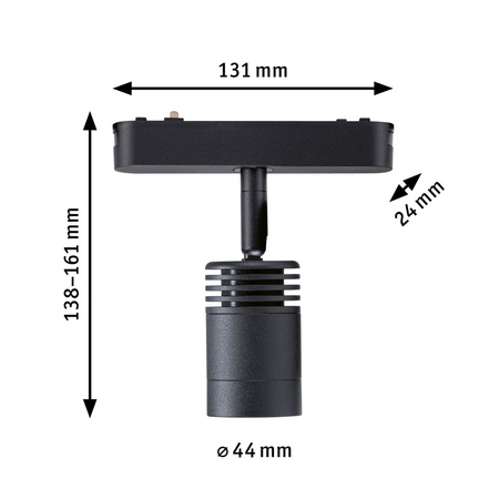 Reflektor na szynoprzewód ZOOM LED 5W 640lm IP20 3000K 48V DC czarny matowy / aluminium PAULMANN PL95732