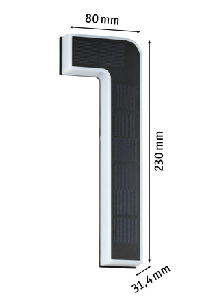Oprawa elewacyjna SOLAR LED numer domu 1 3000K IP44 wymienny akumulator / czarna