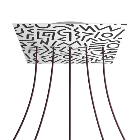 Kwadratowa podsufitka maskownica sufitowa XXL Rose-One, 400 mm, 5 otworów w linii i 4 otwory boczne- PROMOCJA Creative cables BKROQ405LF-PROMO-KROQ405LF202