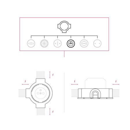 Zestaw uchwytów ściennych w stylu francuskim i podstawa do Creative-Tubes z porcelany Creative cables BKPFRAF-KPFRA3FNER