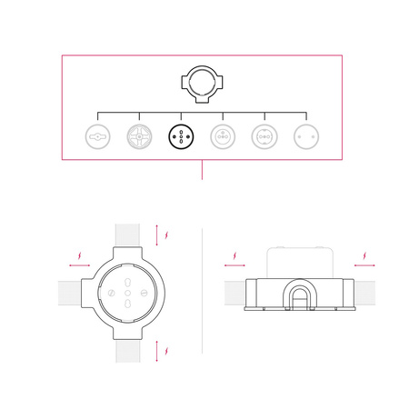 Wkładka dwupiłkowa włoska 10/16A na ścianę i podstawę do Creative-Tubes z porcelany Creative cables BKPITAF-KPITA3FNER