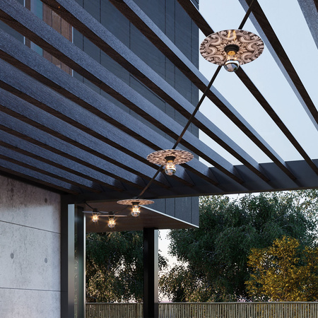 Łańcuch świetlny z systemu Lumet "Maioliche" 7,5 m z kablem w oplocie, 5 oprawkami i kloszami, haczykiem i czarną wtyczką Creative cables BCATE27N075DD24-CATE27N075CM04DD24MA04-L