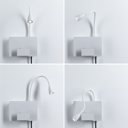 Oprawa ścienna HALINA LED 2.4W 200lm 2700K USB-C 230V biały mat /metal