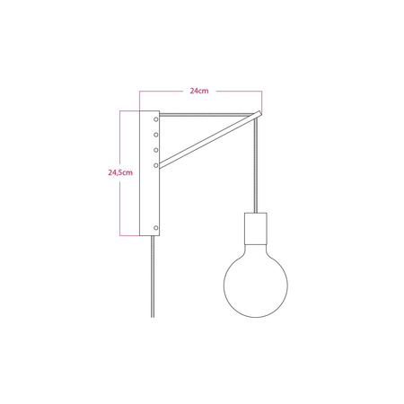 Metalowa lampa ścienna plug-in Creative cables BFIN272-SST-FIN272VNNERBIA20RM04-SST03