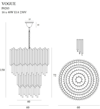 Maxlight Vogue P0283 Lampa Wisząca Złota