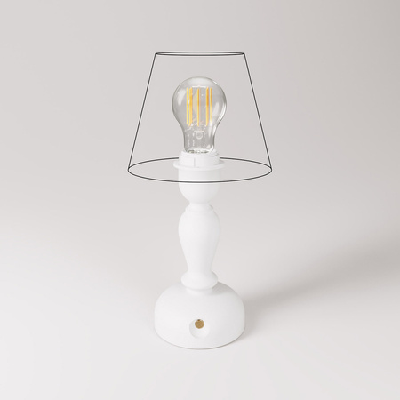 Ładowalna lampa przenośna Cabless14 z żarówką w tradycyjnym kształcie bańki do klosza Creative cables BCABLESS14-L-CABLESS14-VB-L