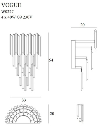 Maxlight Vogue W0227 Kinkiet Złoty