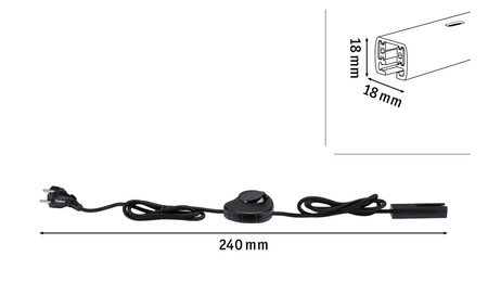 Przewód zasilający do szynoprzeowdu Urail 2m z wyłącznikiem max.1000W czarny matowy