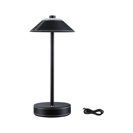 Lampka stołowa akumulatorowa PELLINI  LED DIM USB-C 2W 300lm 3000K-6500K IP20 czarny matowy / metal PAULMANN PL71173