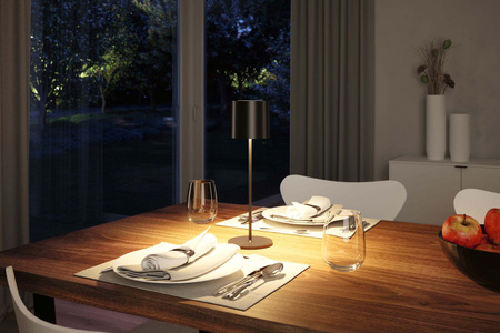 Lampka stołowa akumulatorowa TUNI LED DIM USB-C 2.8W 240lm 2700K IP44 czarny matowy / tworzywo sztuczne PAULMANN PL76998