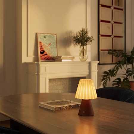 Przenośna i ładowalna lampa Cabless11 z żarówką Drop i kloszem Creative cables BCABLESS11-PARIME27-B02-CABLESS11-TERRA-PARIME27PLICR-L