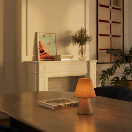 Przenośna i ładowalna lampa Cabless11 z żarówką Drop i kloszem Creative cables BCABLESS11-PARIME27-B02-CABLESS11-NATNAT-PARIME27JCH-L