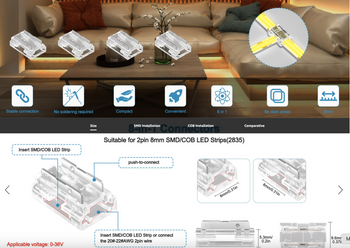 Nowy typ Złączki 8w1 do taśm LED COB – szybkie i trwałe połączenie bez lutowania