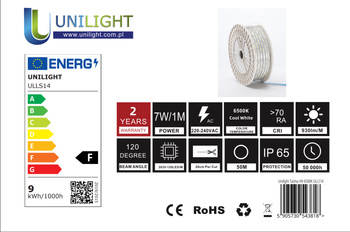 Durable outdoor 230V LED strip - IP68 - Cold color -50m ULLS14 Unilight