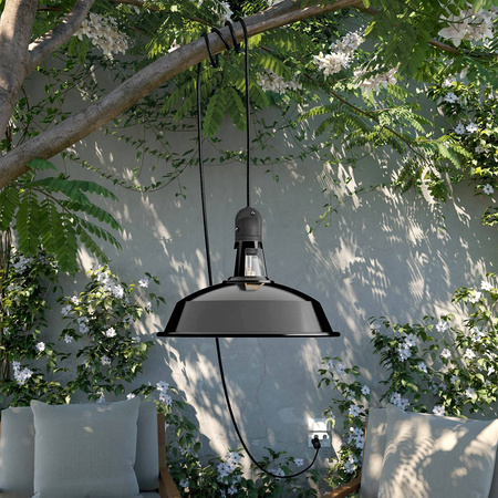 Przenośna lampa zewnętrzna Snake IP65 waterproof z kloszem Harbour, 5-metrowym kablem w oplocie, oprawką oraz wtyczką Creative cables BPSEPAM09-PSENESM04PAM09VNL-L