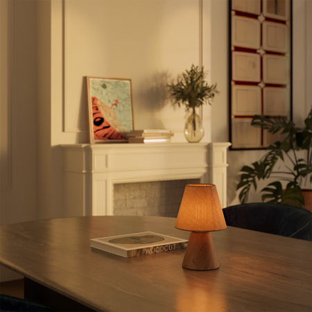 Przenośna i ładowalna lampa Cabless11 z żarówką Drop i kloszem Creative cables BCABLESS11-PARIME27-B02-CABLESS11-NAT-PARIME27JCH-L