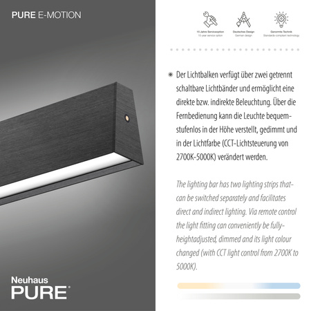 Lampa Wisząca Szary PURE E-MOTION 003902-031690 Newgarden