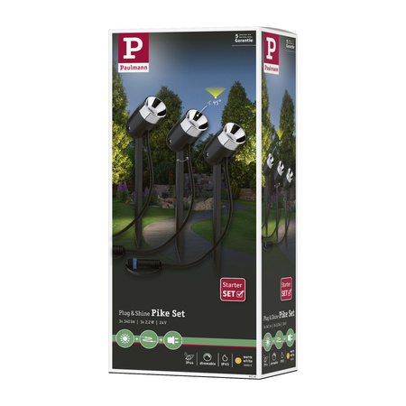 Reflektor ogrodowy Plug & Shine PIKE zestaw 3x3,5W 3000K IP67 24V antracyt / tworzywo sztuczne PAULMANN PL94242