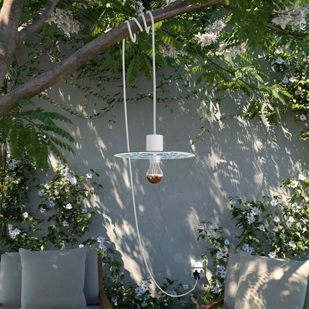 Snake EIVA z płaskim kloszem mini Ellep? "Maioliche", przenośna lampa do użytku zewnętrznego, z wodoodporną oprawką i wtyczką Creative cables BPSEEL02DD24-PSEEL02BISM01DD24MA01