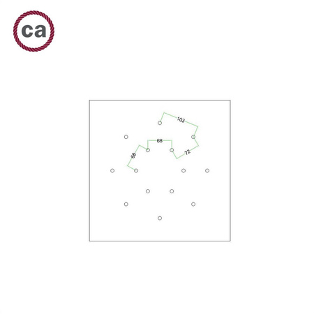 Kwadratowa podsufitka maskownica sufitowa XXL Rose-One, 400 mm, 14 otworów i 4 otwory boczne- PROMOCJA Creative cables BKROQ4014F-PROMO-KROQ4014F205