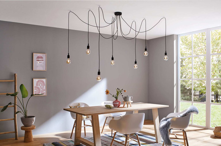 Lampa wisząca KETIL Neordic E27 max. 7x60W IP20 230V czarny / metal / tworzywo sztuczne